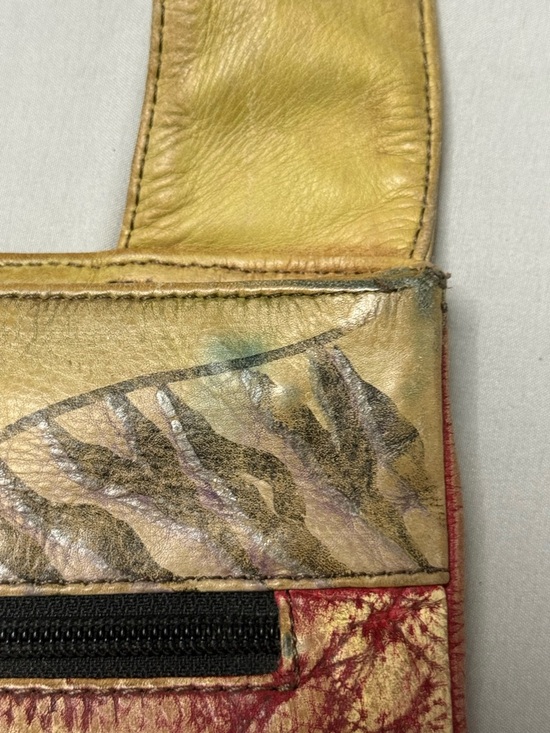 Anuschka Hand Painted Leather Crossbody Sunflower Floral Bag 8.5x10 - Picture 9 of 10